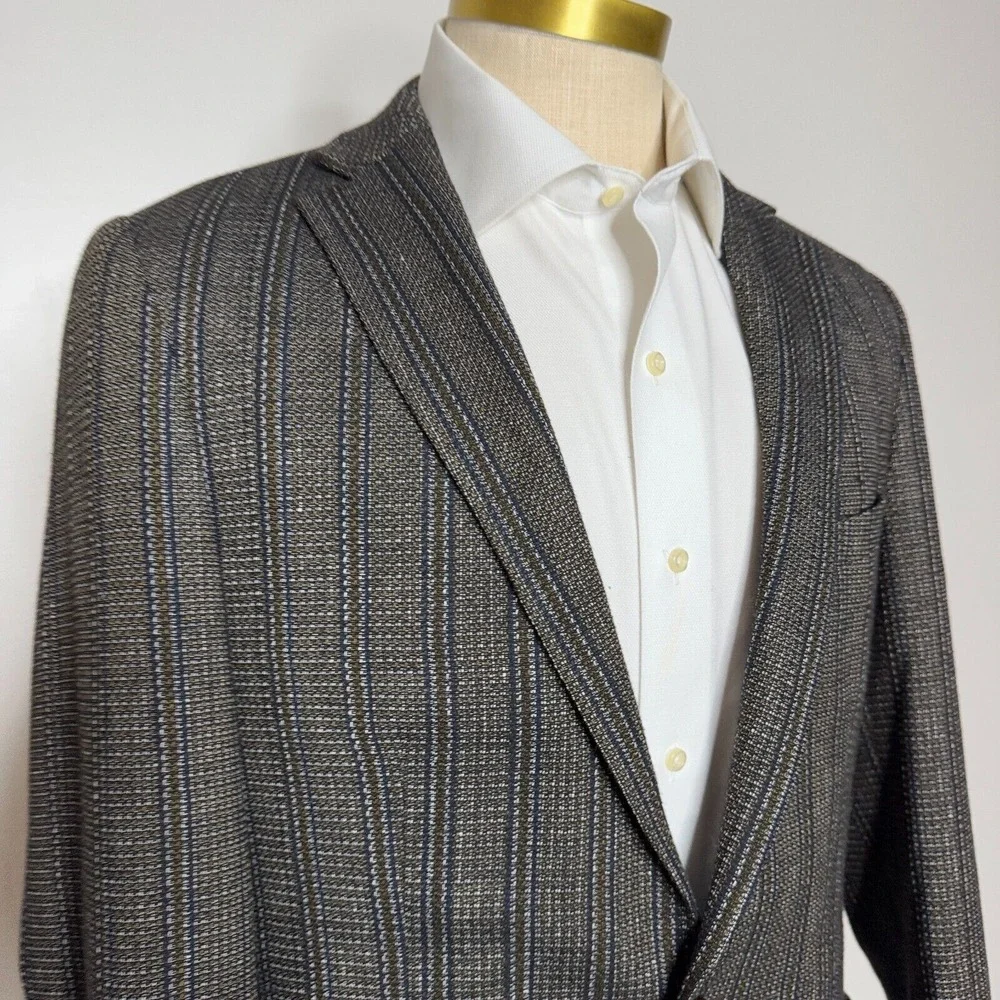 Score Michael Blazer Sport‎ Coat Mens 54 (40R) Linen Stretch Brown Stretch